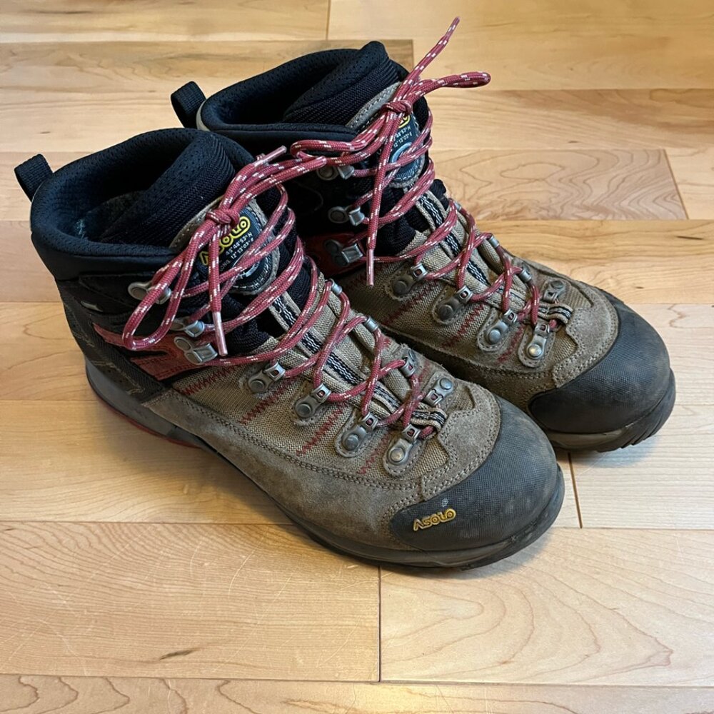 Asolo Fugitive GTX Men's Hiking Boots Size 10.5 in Wool/Black/Red Colors
